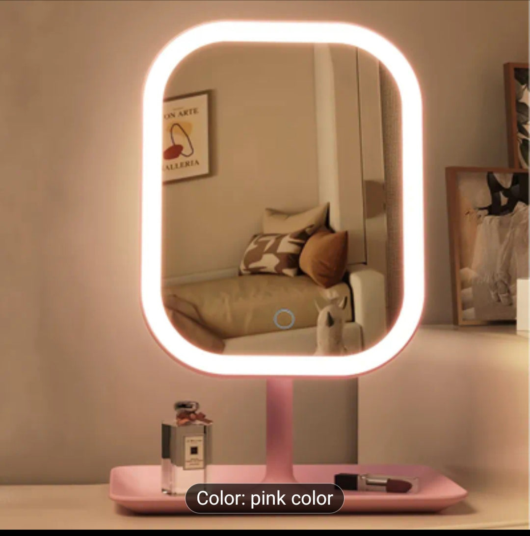 LED Makeup Mirror, Portable Travel Mirror Folding Mirror With Lights, 3 Light Modes, Smart Dimmable Touch Screen, USB Rechargeable