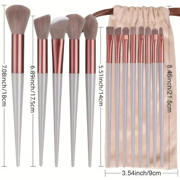 [Makeup Brush Set] 15pcs Makeup Brush Set + 2pcs Brown Makeup Sponges, Eye Shadow, Foundation, BB Cream, Concealer Makeup Brushes, Soft All-In-One Makeup Tools for Women, Makeup Tools with Soft Fiber for Easy to Carrying, Set for Travel