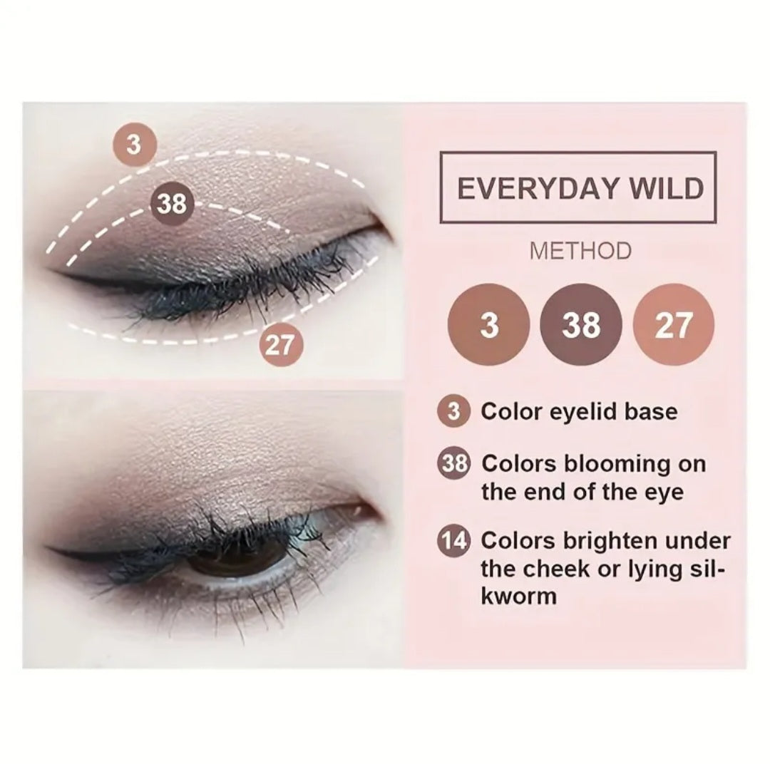 40 Color Eyeshadow Palette, Earth Color Smokey Punk Eyeshadow Powder, Matte & Shimmer & Pearly High Pigmented Eye Cosmetics