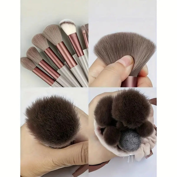 [Makeup Brush Set] 15pcs Makeup Brush Set + 2pcs Brown Makeup Sponges, Eye Shadow, Foundation, BB Cream, Concealer Makeup Brushes, Soft All-In-One Makeup Tools for Women, Makeup Tools with Soft Fiber for Easy to Carrying, Set for Travel