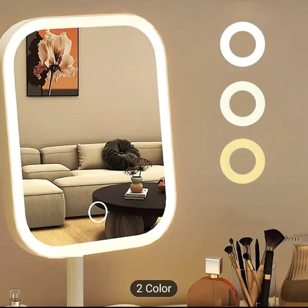 LED Makeup Mirror, Portable Travel Mirror Folding Mirror With Lights, 3 Light Modes, Smart Dimmable Touch Screen, USB Rechargeable