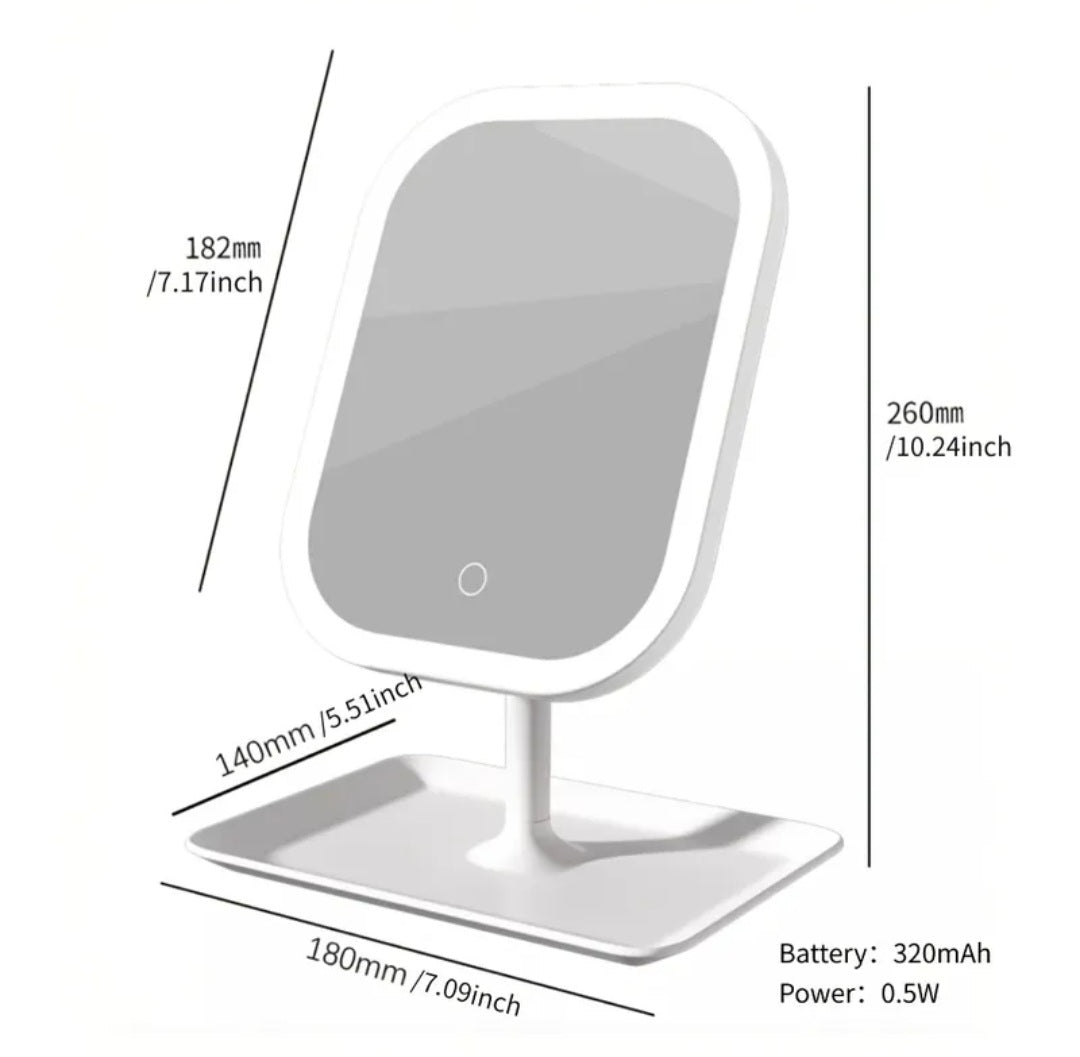 LED Makeup Mirror, Portable Travel Mirror Folding Mirror With Lights, 3 Light Modes, Smart Dimmable Touch Screen, USB Rechargeable