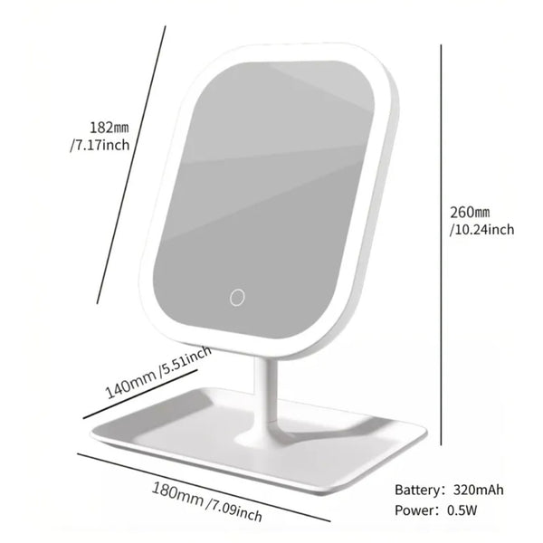 LED Makeup Mirror, Portable Travel Mirror Folding Mirror With Lights, 3 Light Modes, Smart Dimmable Touch Screen, USB Rechargeable