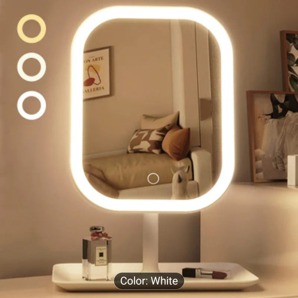 LED Makeup Mirror, Portable Travel Mirror Folding Mirror With Lights, 3 Light Modes, Smart Dimmable Touch Screen, USB Rechargeable