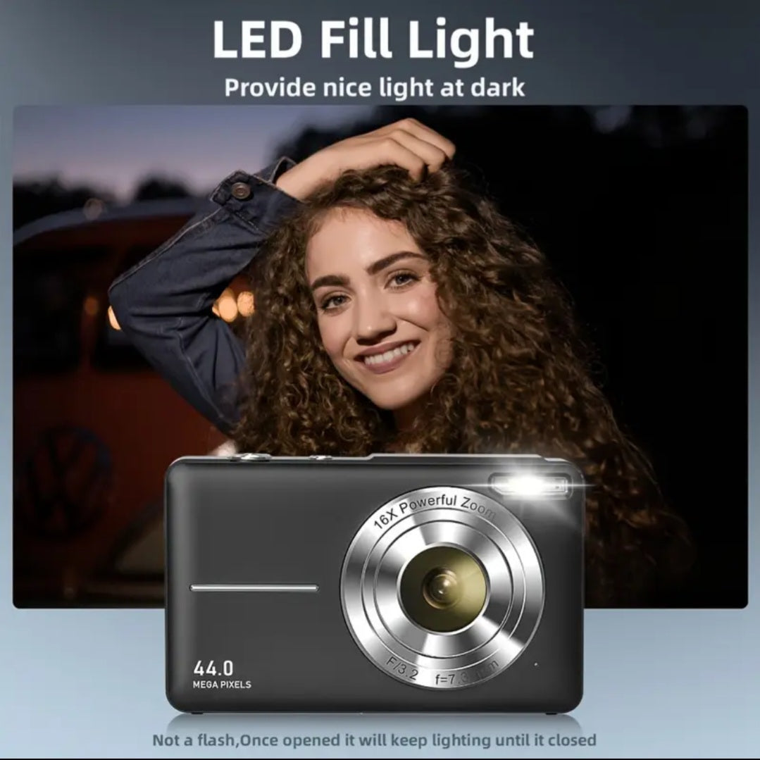 CAMKORY Digital Camera, FHD 1080P 44MP Digital Camera, Digital Point and Shoot Camera with 16X Digital Zoom, Anti Shake, 32GB Memory Card, Compact Small Camera
