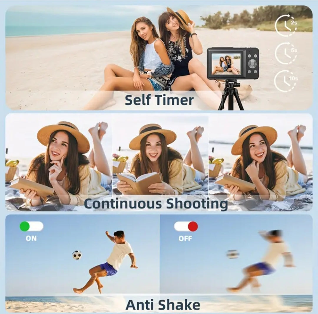 CAMKORY Digital Camera, FHD 1080P 44MP Digital Camera, Digital Point and Shoot Camera with 16X Digital Zoom, Anti Shake, 32GB Memory Card, Compact Small Camera